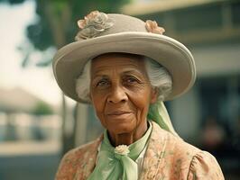 un de colores antiguo fotografía de un mujer desde el temprano 1900 ai generativo foto