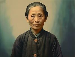 An old colored photograph of a asian woman from the early 1900s AI Generative photo