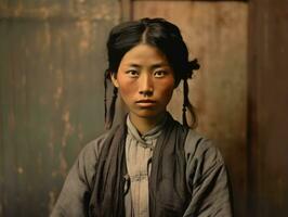 An old colored photograph of a asian woman from the early 1900s AI Generative photo