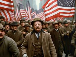 histórico de colores foto de un hombre líder un protesta ai generativo