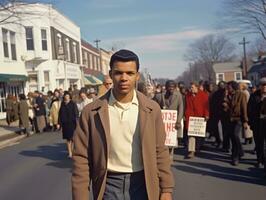 histórico de colores foto de un hombre líder un protesta ai generativo