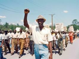 histórico de colores foto de un hombre líder un protesta ai generativo