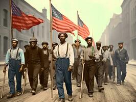 histórico de colores foto de un hombre líder un protesta ai generativo