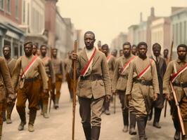 histórico de colores foto de un hombre líder un protesta ai generativo