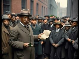 histórico de colores foto de un hombre líder un protesta ai generativo