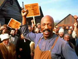 histórico de colores foto de un hombre líder un protesta ai generativo