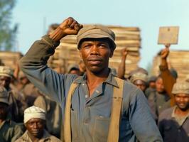 histórico de colores foto de un hombre líder un protesta ai generativo