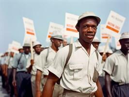 histórico de colores foto de un hombre líder un protesta ai generativo