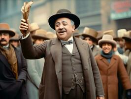 histórico de colores foto de un hombre líder un protesta ai generativo