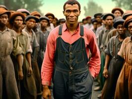 histórico de colores foto de un hombre líder un protesta ai generativo