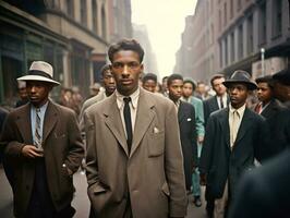 histórico de colores foto de un hombre líder un protesta ai generativo