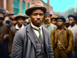 histórico de colores foto de un hombre líder un protesta ai generativo