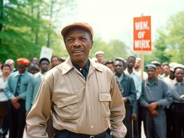 histórico de colores foto de un hombre líder un protesta ai generativo