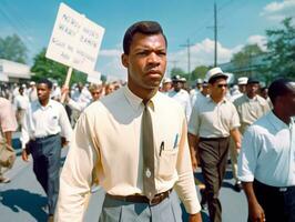 histórico de colores foto de un hombre líder un protesta ai generativo