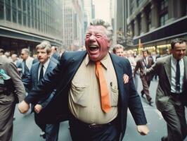 Historic colored photo of a man leading a protest AI Generative