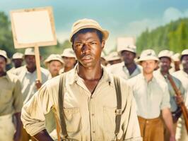 histórico de colores foto de un hombre líder un protesta ai generativo