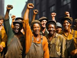 histórico de colores foto de un hombre líder un protesta ai generativo