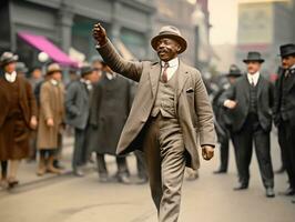 histórico de colores foto de un hombre líder un protesta ai generativo