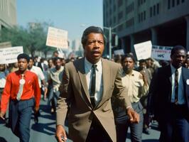 histórico de colores foto de un hombre líder un protesta ai generativo
