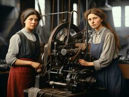 histórico de colores foto de un mujeres diario trabajo en el pasado ai generativo