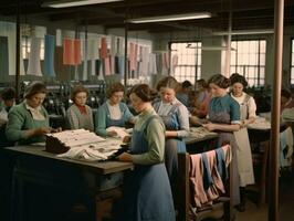 Historic colored photo of a womans daily work in the past AI Generative