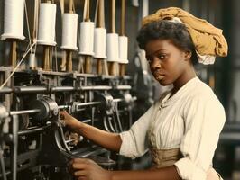 Historic colored photo of a womans daily work in the past AI Generative