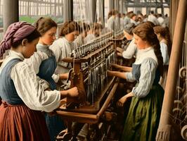 Historic colored photo of a womans daily work in the past AI Generative
