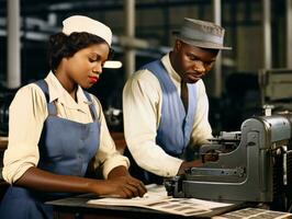 Historic colored photo of a womans daily work in the past AI Generative