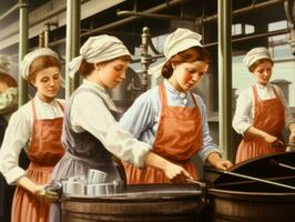 Historic colored photo of a womans daily work in the past AI Generative