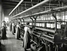 histórico de colores foto de un mujeres diario trabajo en el pasado ai generativo