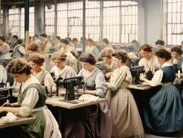 Historic colored photo of a womans daily work in the past AI Generative