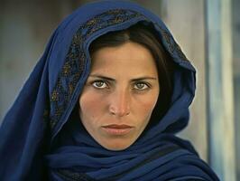 Old colored photograph of arabian woman from early 1900s AI Generative photo