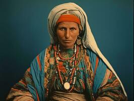 Old colored photograph of arabian woman from early 1900s AI Generative photo