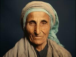 Old colored photograph of arabian woman from early 1900s AI Generative photo