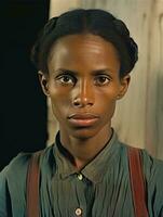 Old colored photograph of a black woman from the early 1900s AI Generative photo