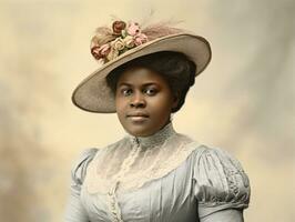 Old colored photograph of a black woman from the early 1900s AI Generative photo