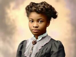 Old colored photograph of a black woman from the early 1900s AI Generative photo