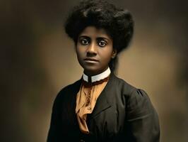 Old colored photograph of a black woman from the early 1900s AI Generative photo