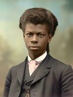 Old colored photograph of a black woman from the early 1900s AI Generative photo