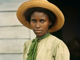 Old colored photograph of a black woman from the early 1900s AI Generative photo