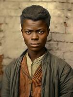 Old colored photograph of a black woman from the early 1900s AI Generative photo