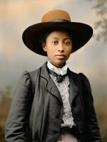 Old colored photograph of a black woman from the early 1900s AI Generative photo