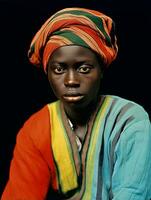 antiguo de colores fotografía de un negro mujer desde el temprano 1900 ai generativo foto