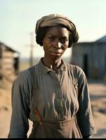 Old colored photograph of a black woman from the early 1900s AI Generative photo