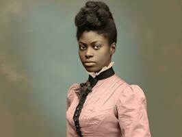 Old colored photograph of a black woman from the early 1900s AI Generative photo