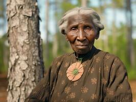 Old colored photograph of a black woman from the early 1900s AI Generative photo