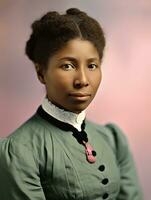 Old colored photograph of a black woman from the early 1900s AI Generative photo