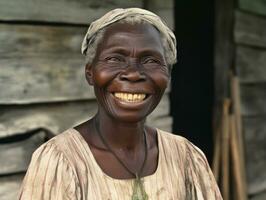 Old colored photograph of a black woman from the early 1900s AI Generative photo