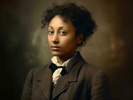 Old colored photograph of a black woman from the early 1900s AI Generative photo