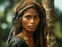 Old colored photograph of a brazilian woman from the early 1900s AI Generative photo